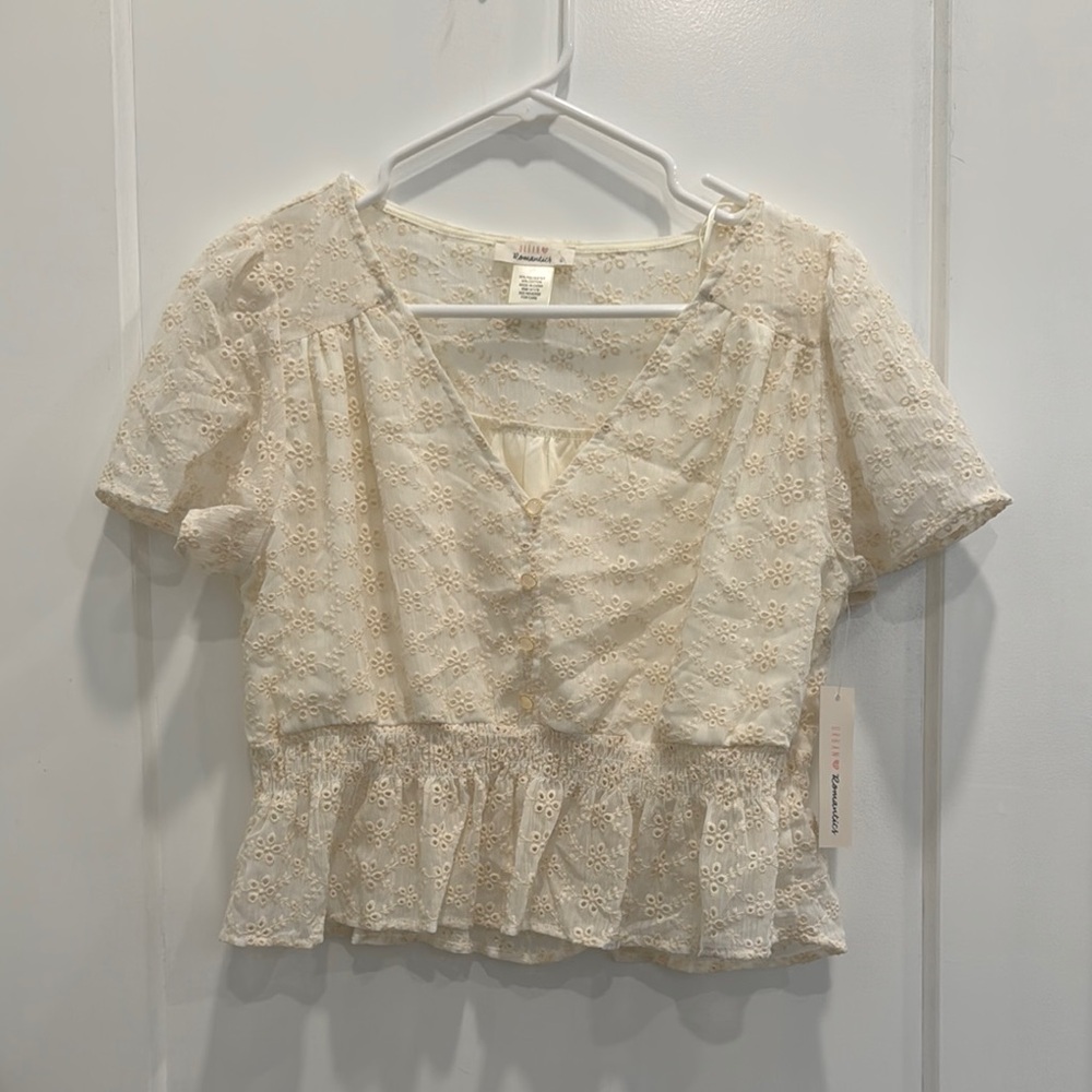 URBAN Romantics Cream Lace Crop Blouse